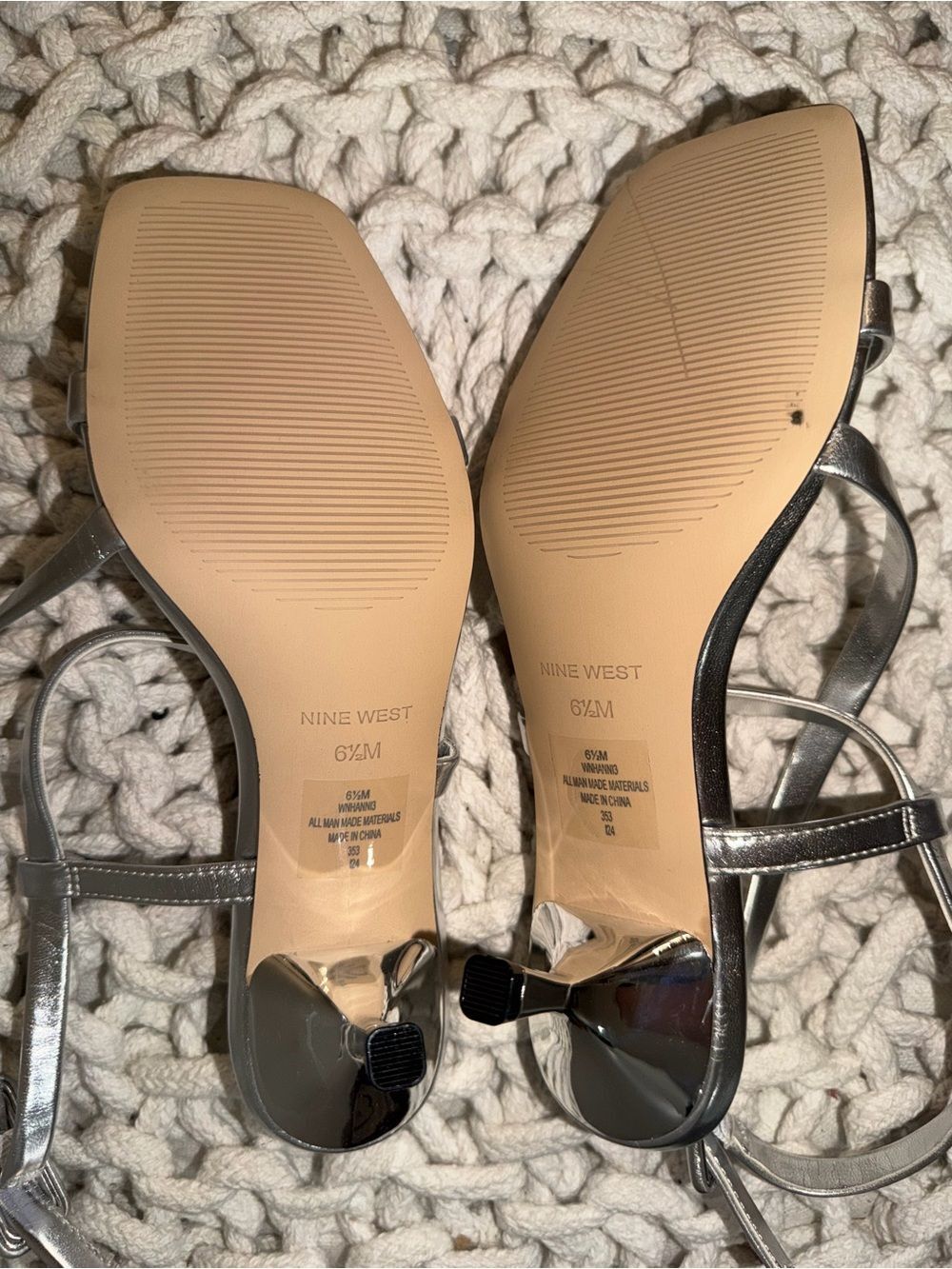 Nine West Silver Strappy Heels Sandals Size 6.5 - Picture 6 of 7